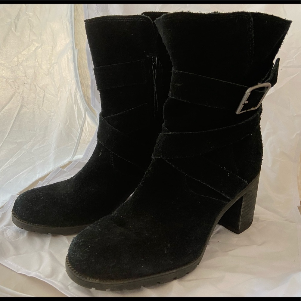 Clarks Black Suede Slouch Boots size 7 1/2